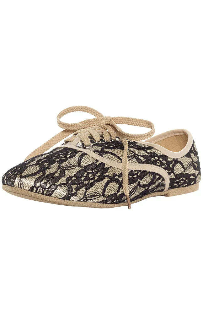 ACE OF LACE OXFORD SHOES TAN