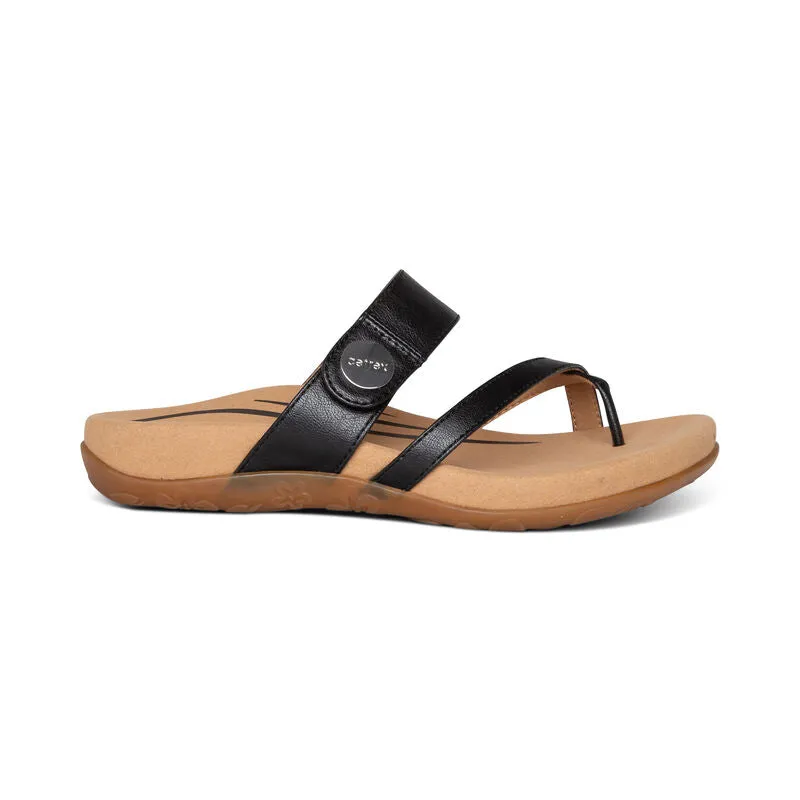 Aetrex Women's Izzy Adjustable Slide Sandal - Black SE220