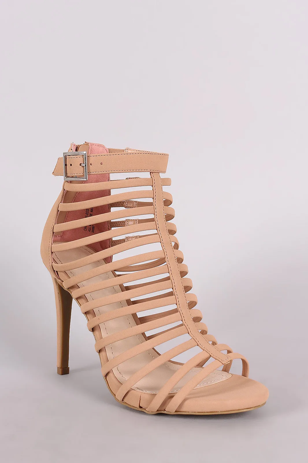 Anne Michelle Nubuck Strappy Buckled Stiletto Heel