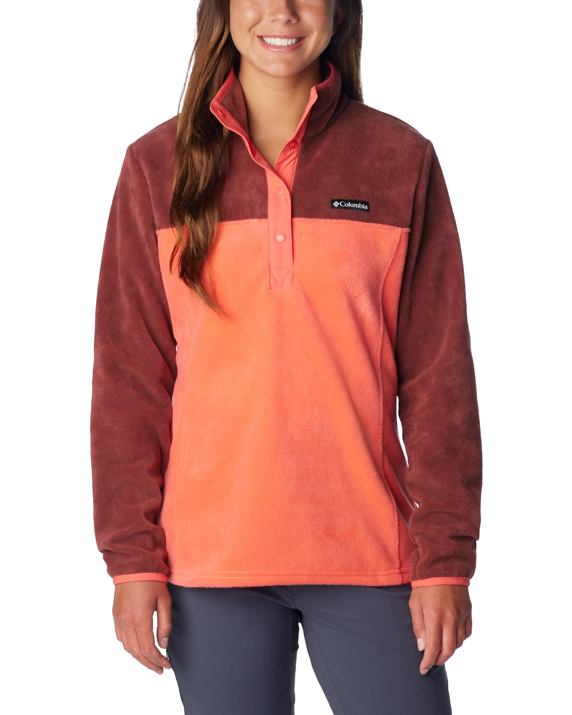 Benton Springs Half Snap Pullover Fleece Jacket in Juicy & Spice