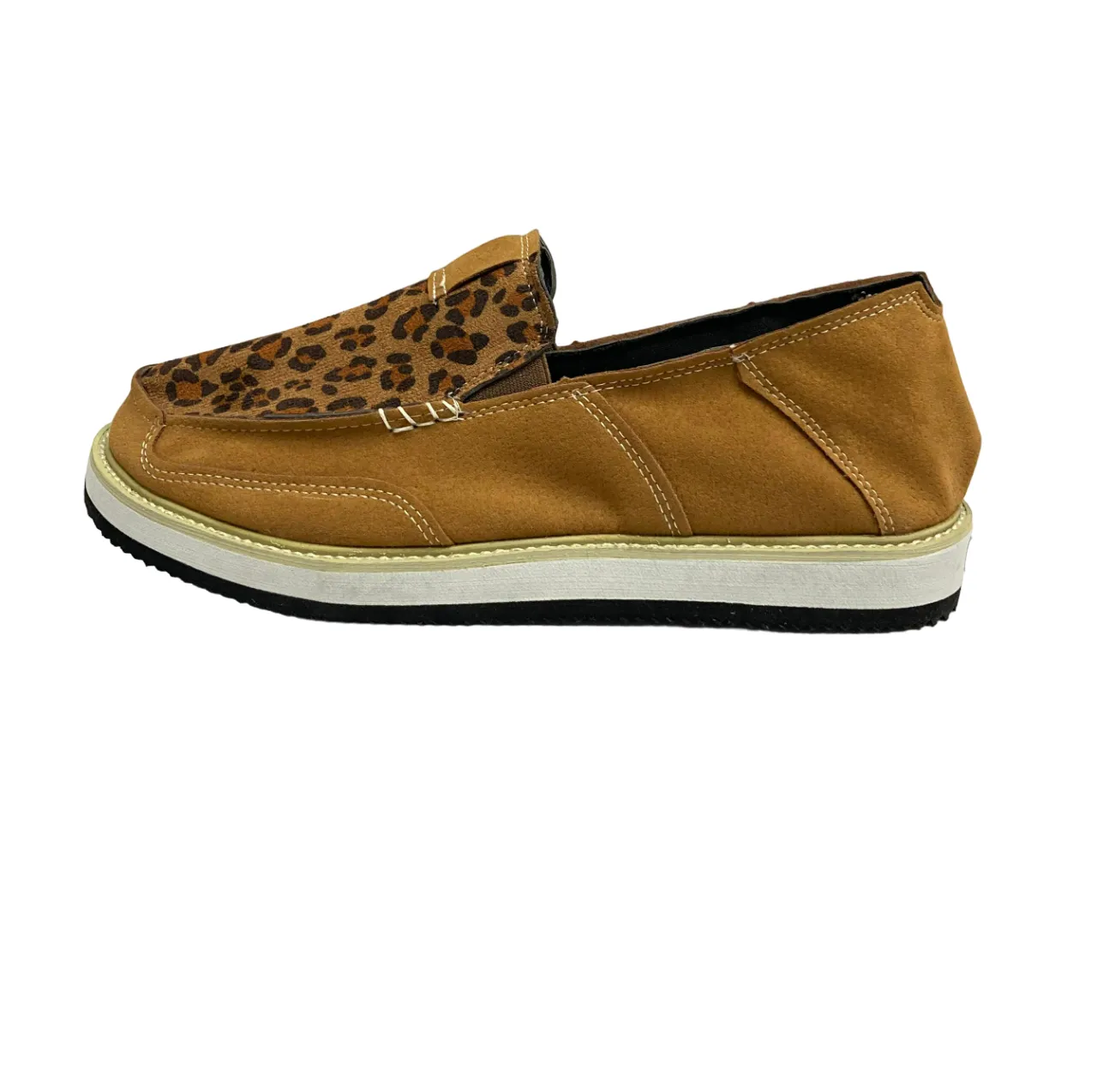 Brown Leopard Print Slip On Shoes Women's