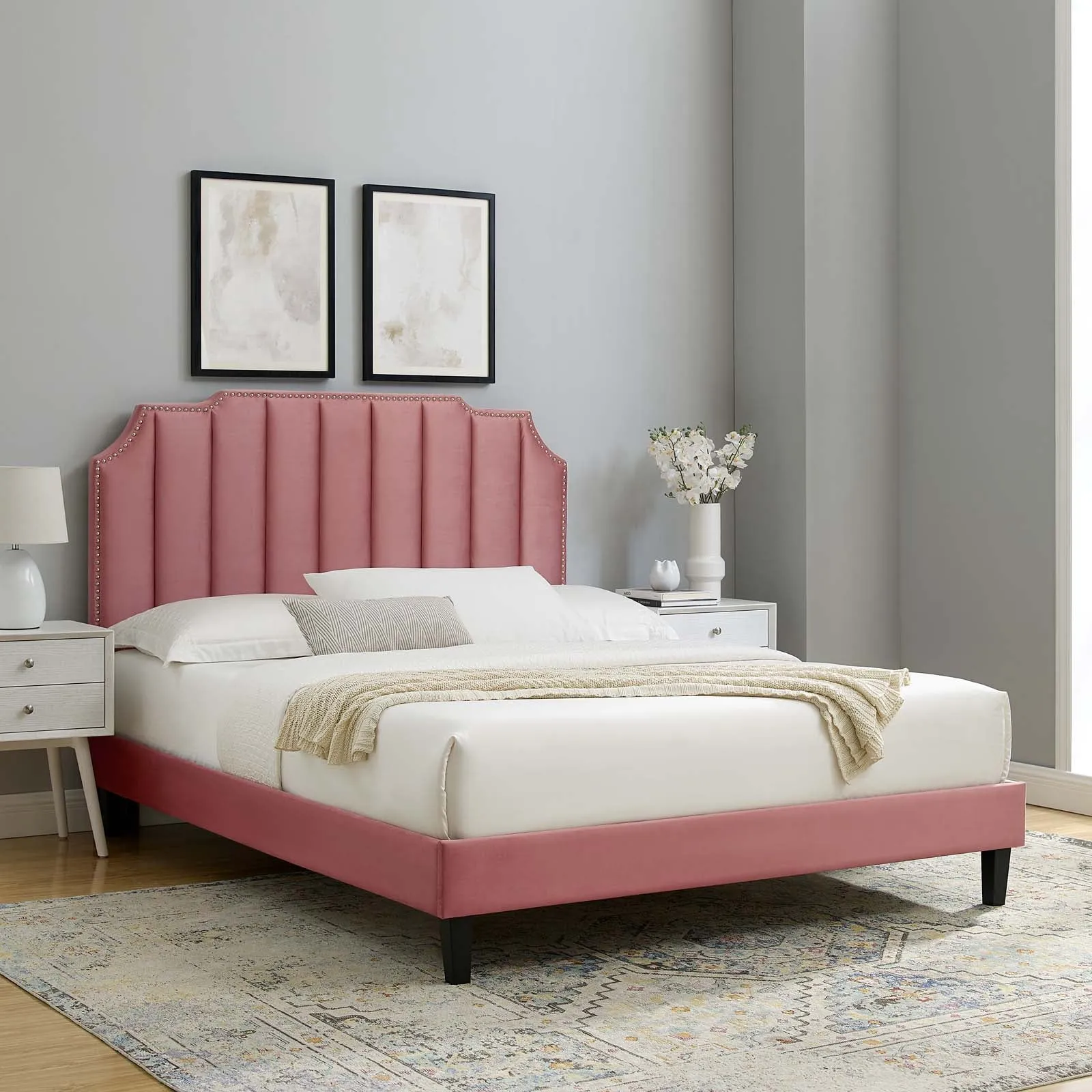 Colette Performance Velvet Platform Bed by Modway