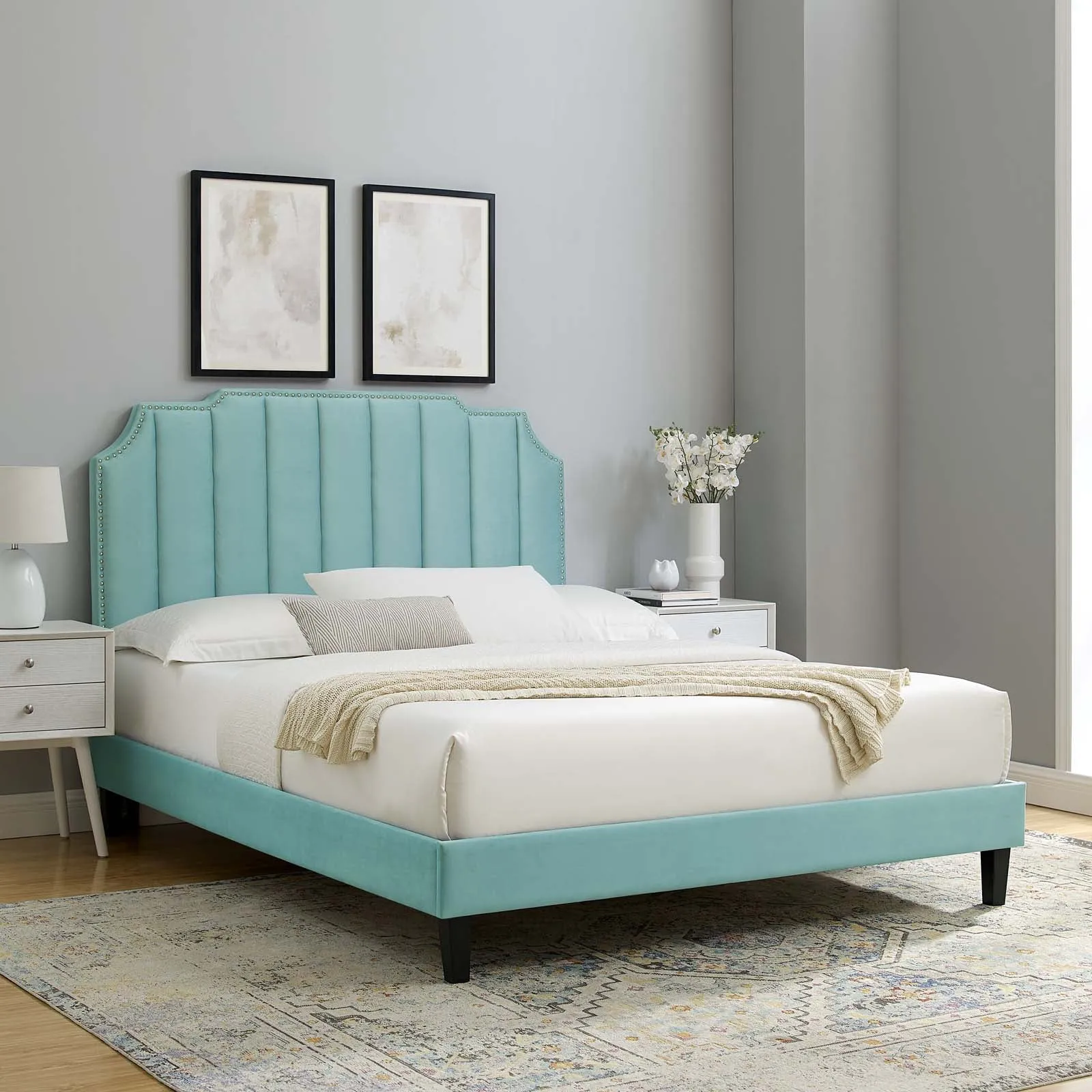 Colette Performance Velvet Platform Bed by Modway