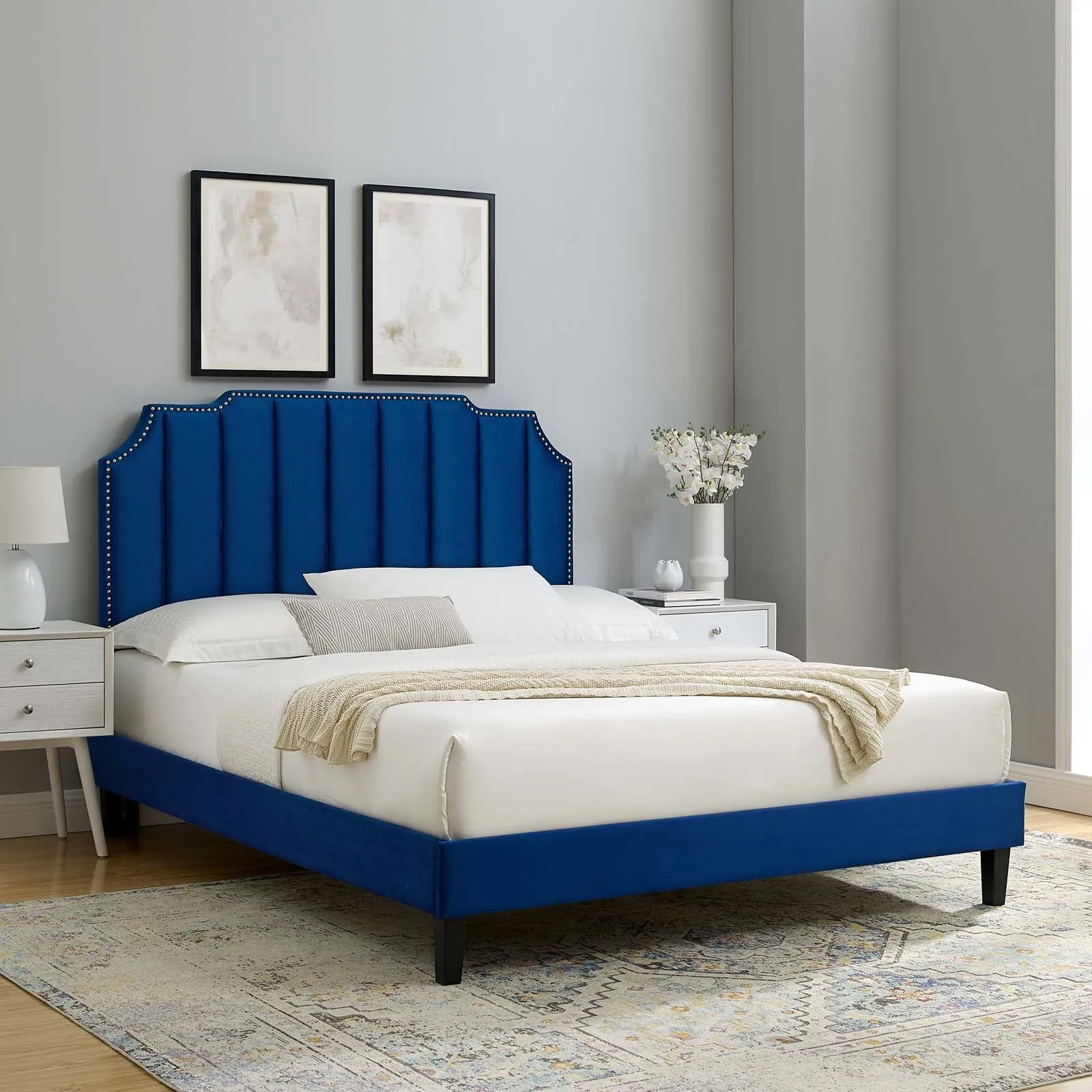 Colette Performance Velvet Platform Bed by Modway