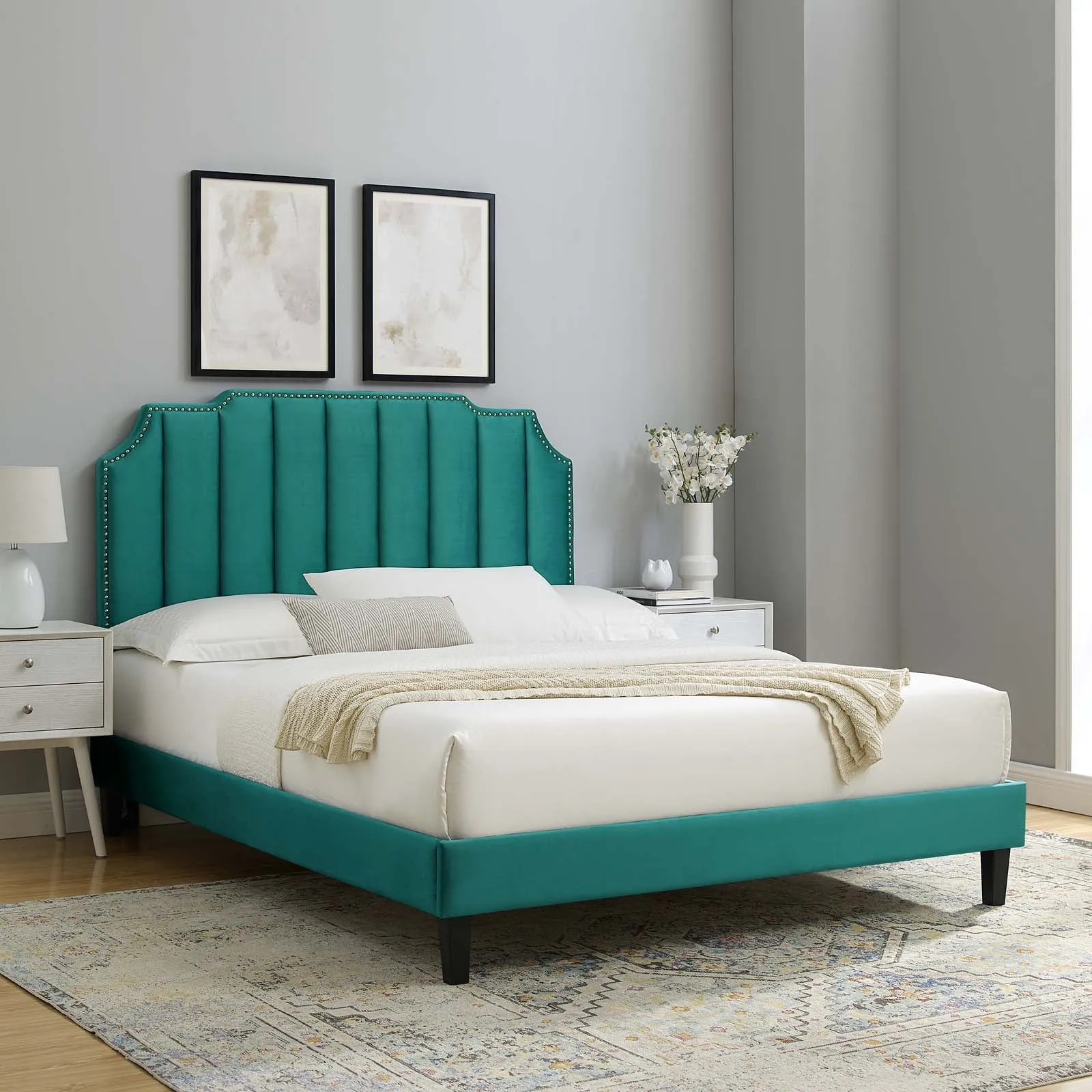 Colette Performance Velvet Platform Bed by Modway