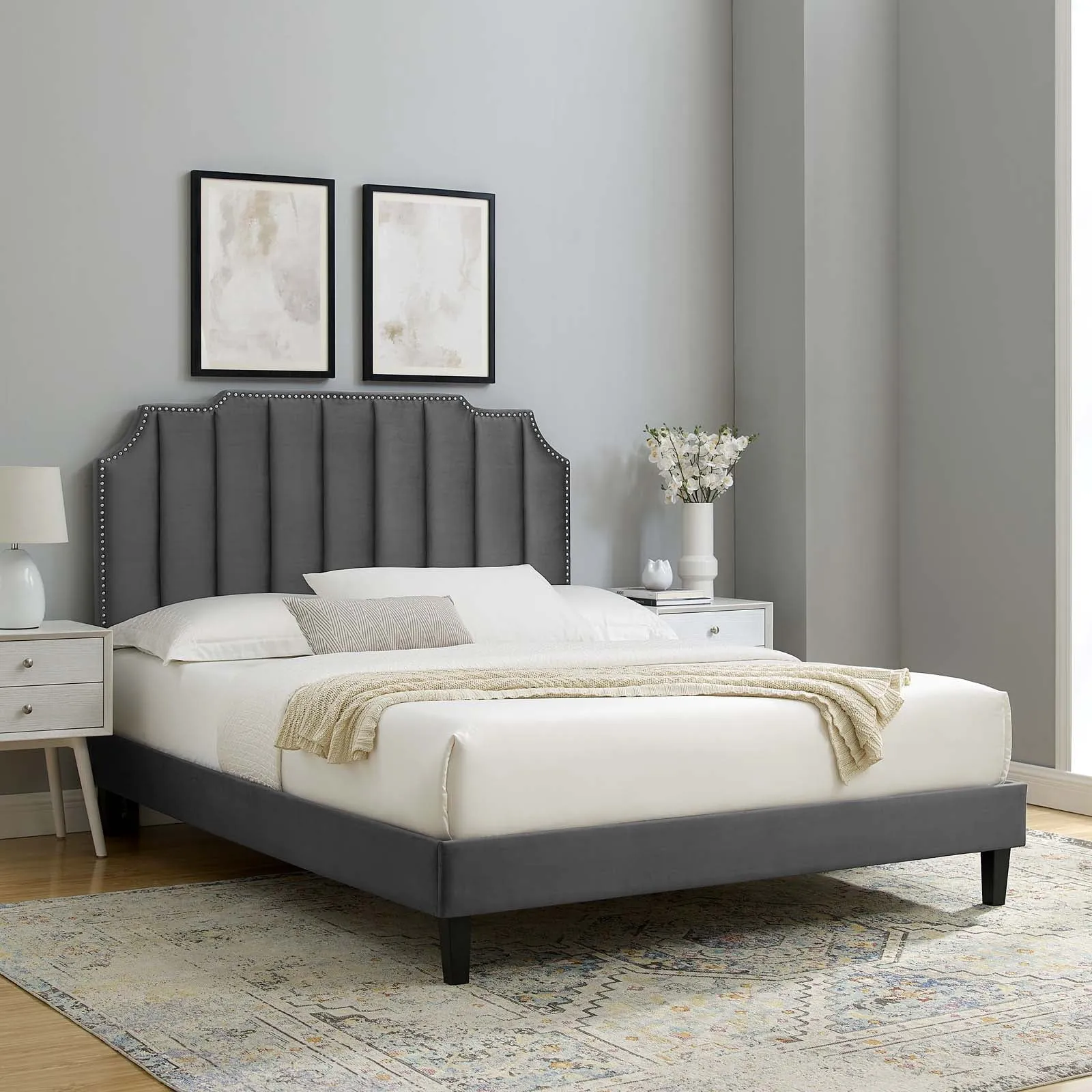 Colette Performance Velvet Platform Bed by Modway