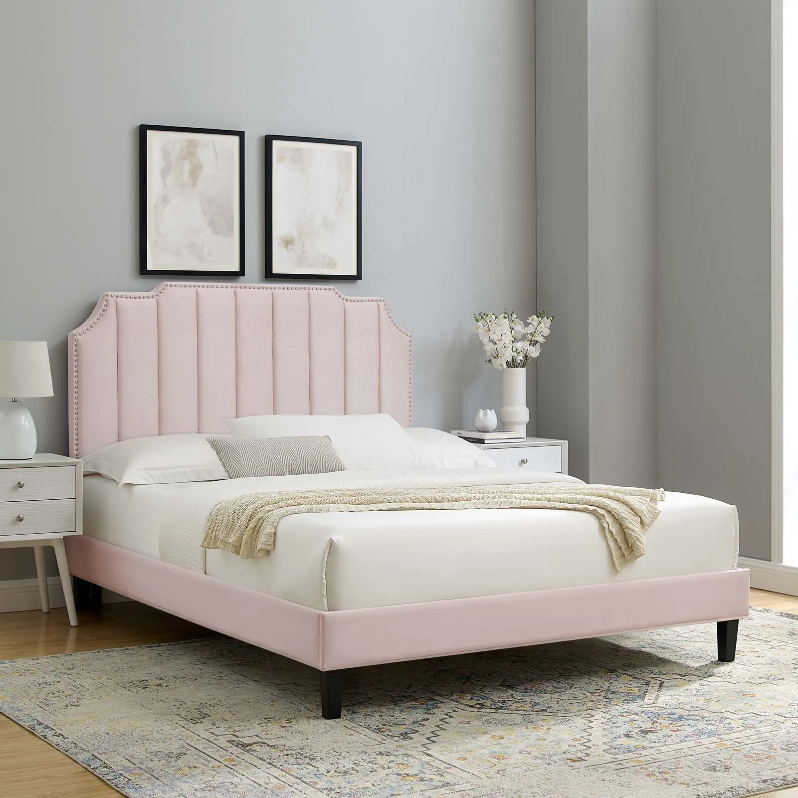 Colette Performance Velvet Platform Bed by Modway