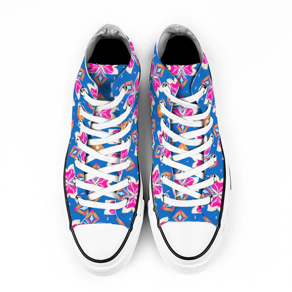 Colorful Pattern Collection - Classic Unisex High Top Canvas Sneakers