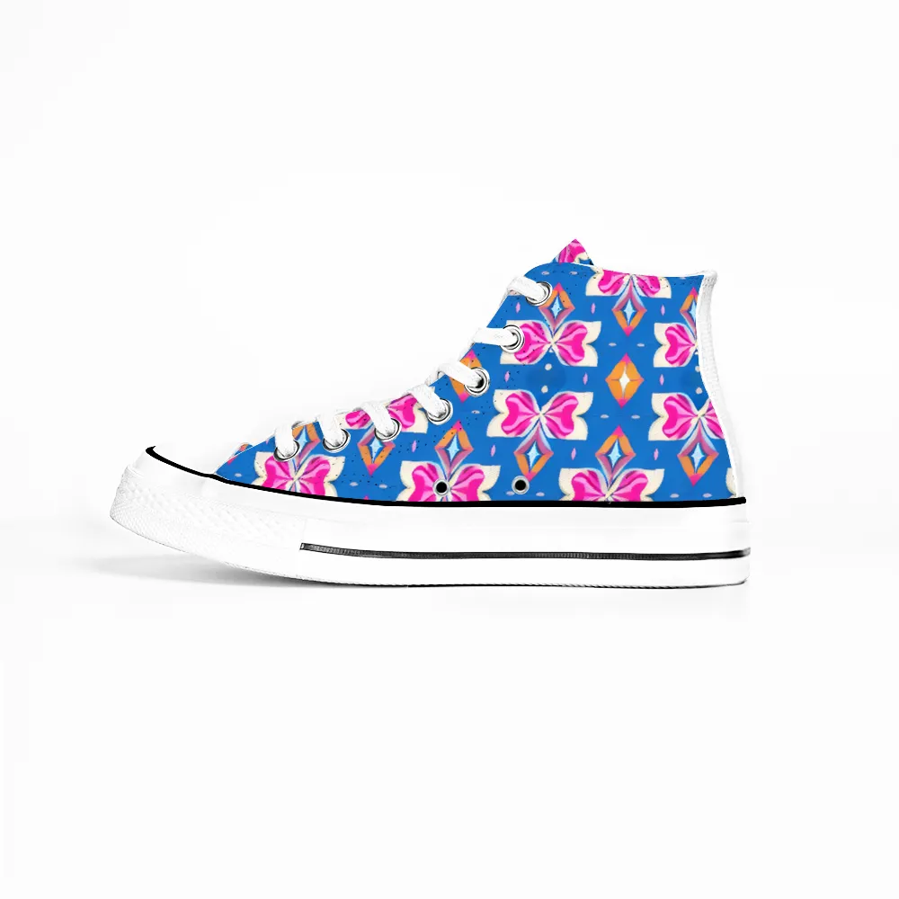 Colorful Pattern Collection - Classic Unisex High Top Canvas Sneakers