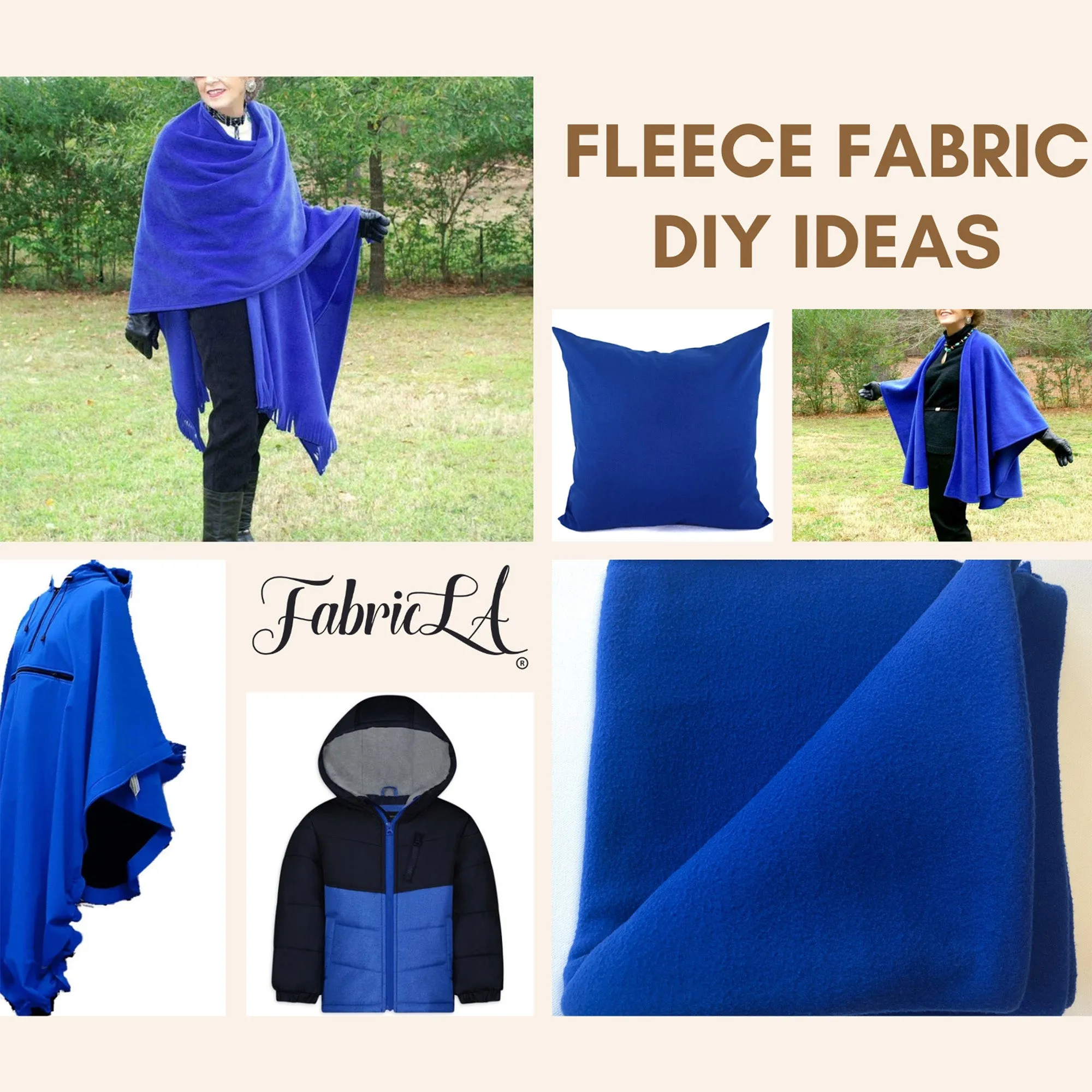 Fleece Fabric By The Yard  | Royal Blue