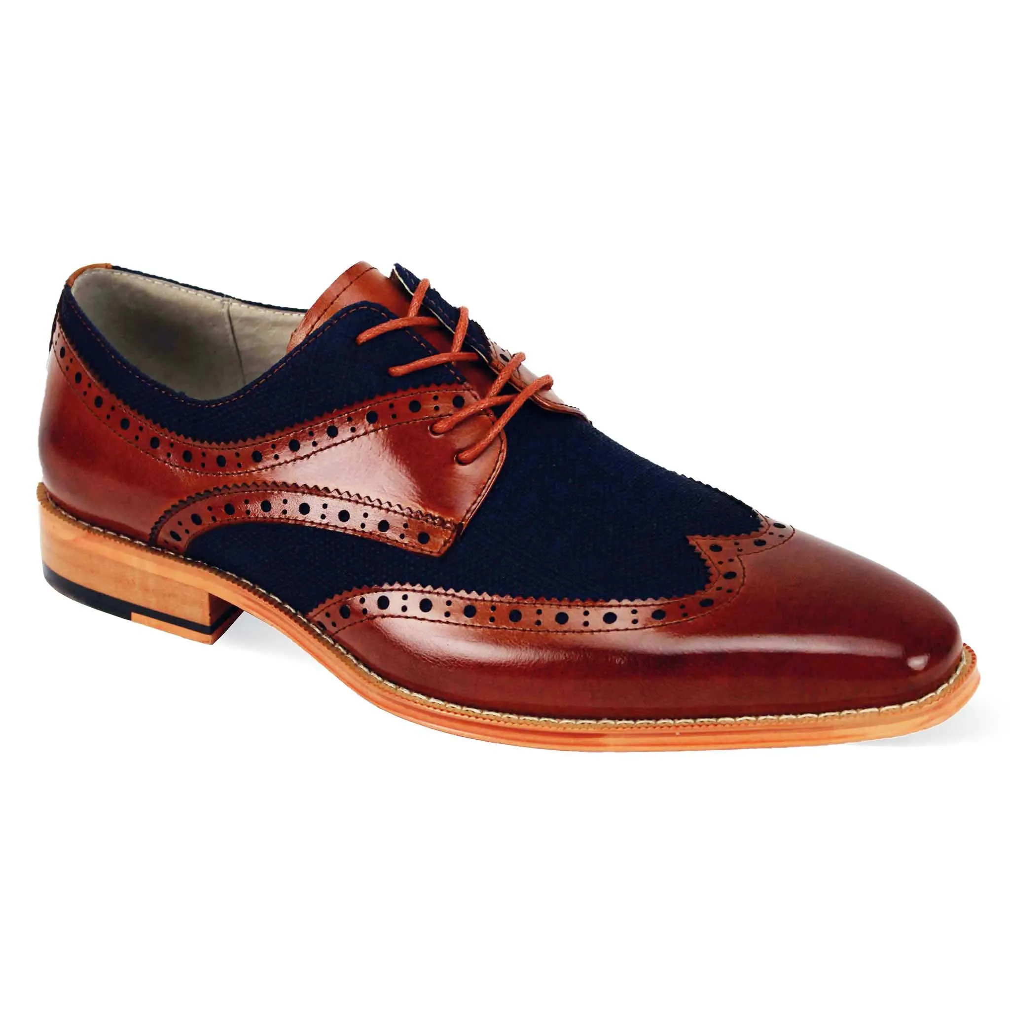 Giovanni Cognac Linen Wingtip Shoe