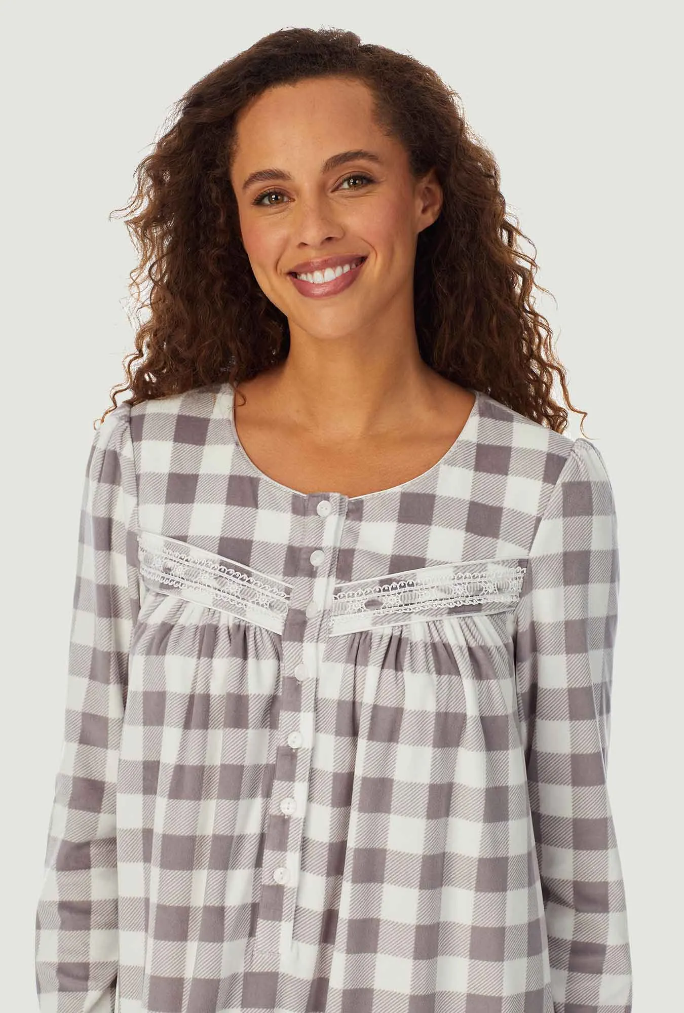 Grey Check Cozy Fleece Gown