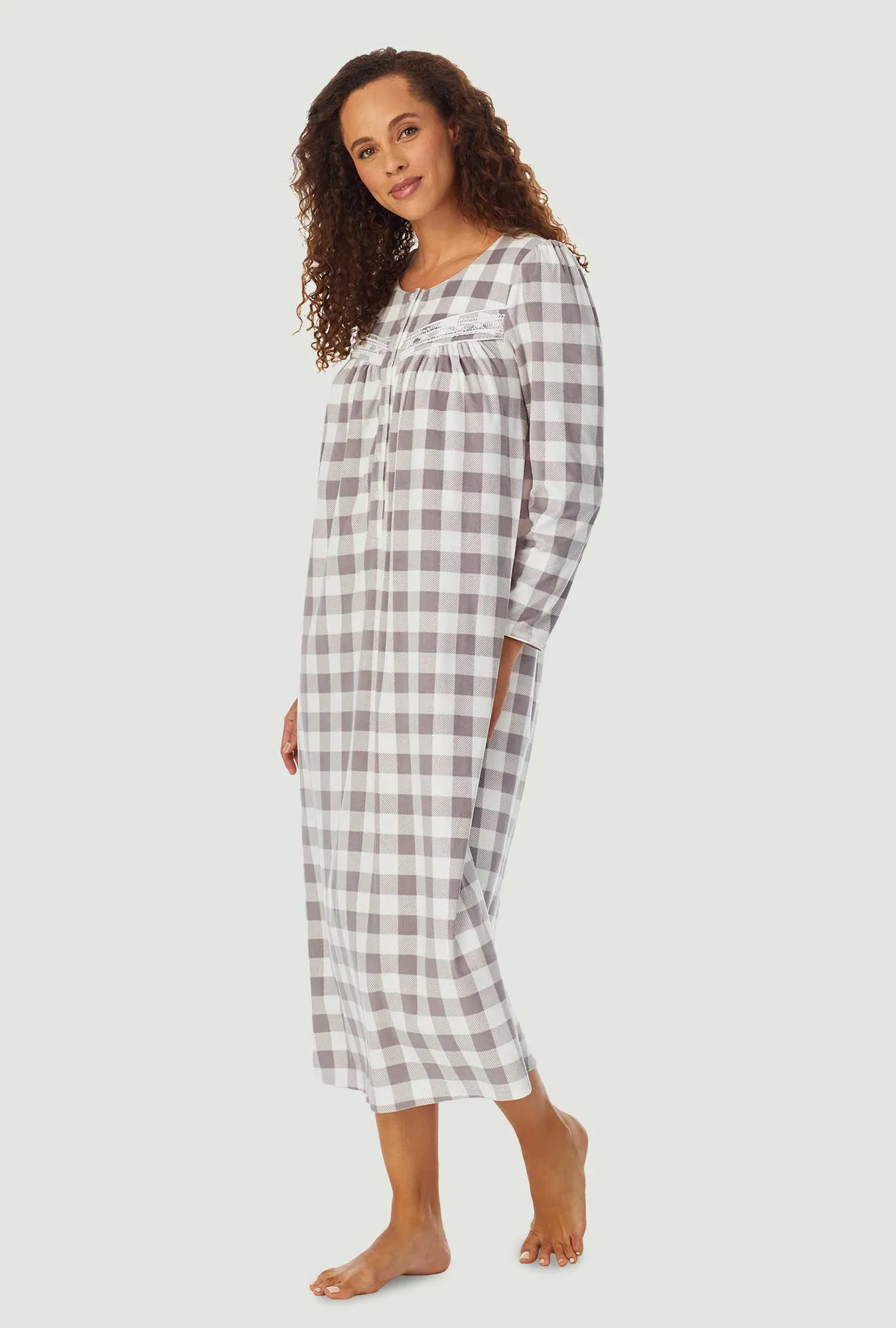 Grey Check Cozy Fleece Gown