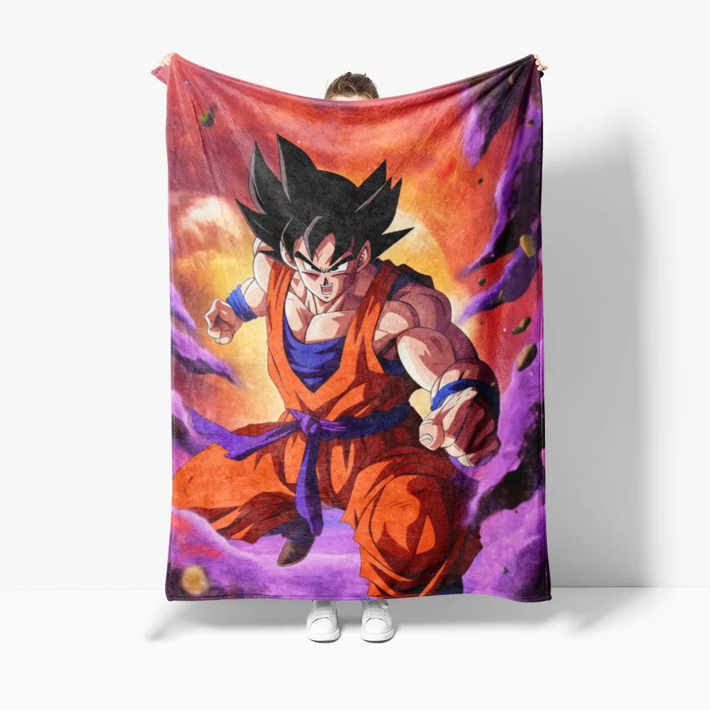 High Quality Sherpa Fleece Blanket for Goku Fans