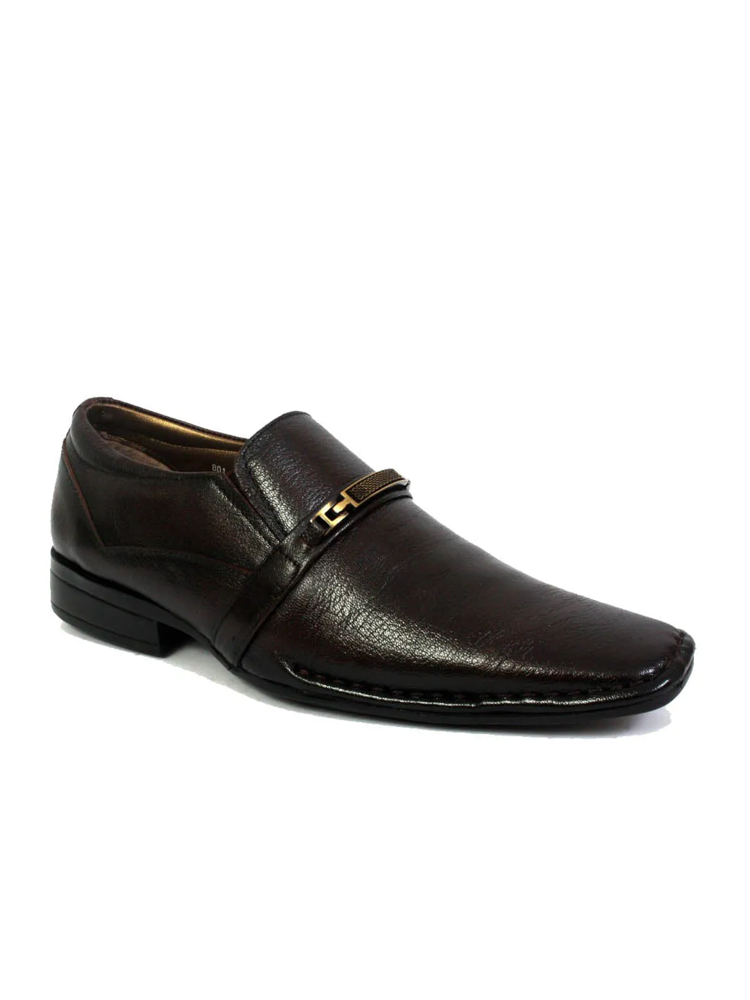 Hitz Men's Brown Leather Formal Slip-On Shoes