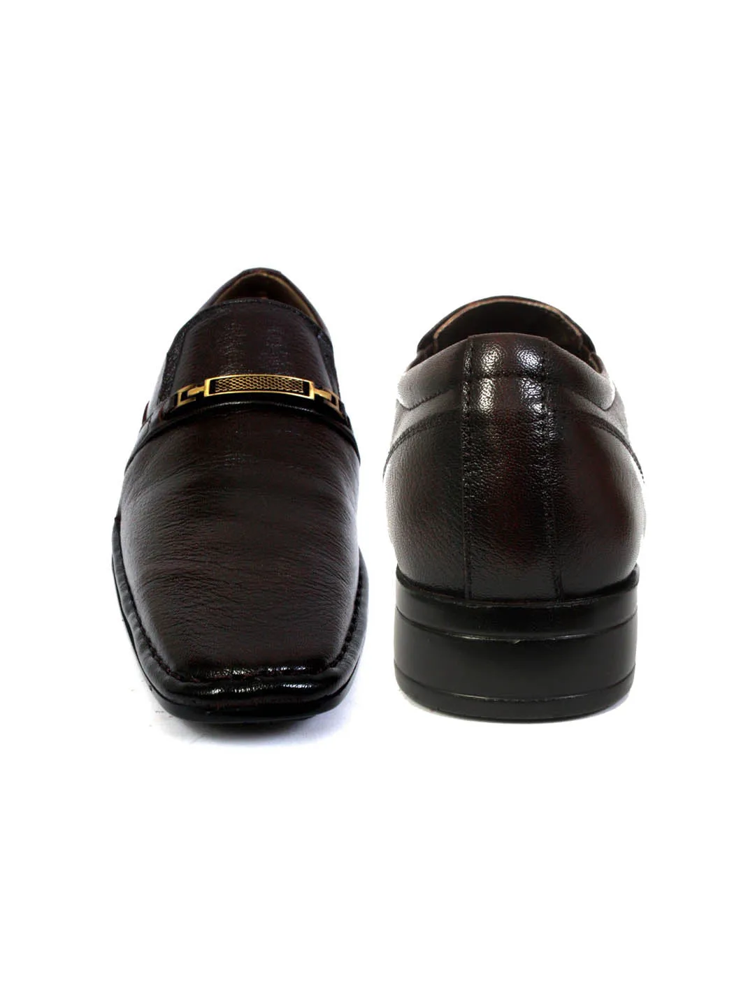 Hitz Men's Brown Leather Formal Slip-On Shoes