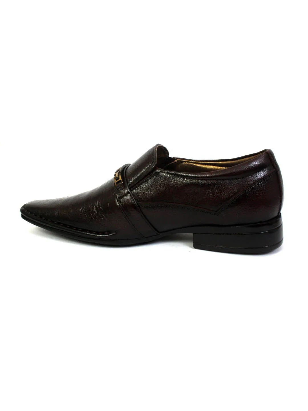 Hitz Men's Brown Leather Formal Slip-On Shoes