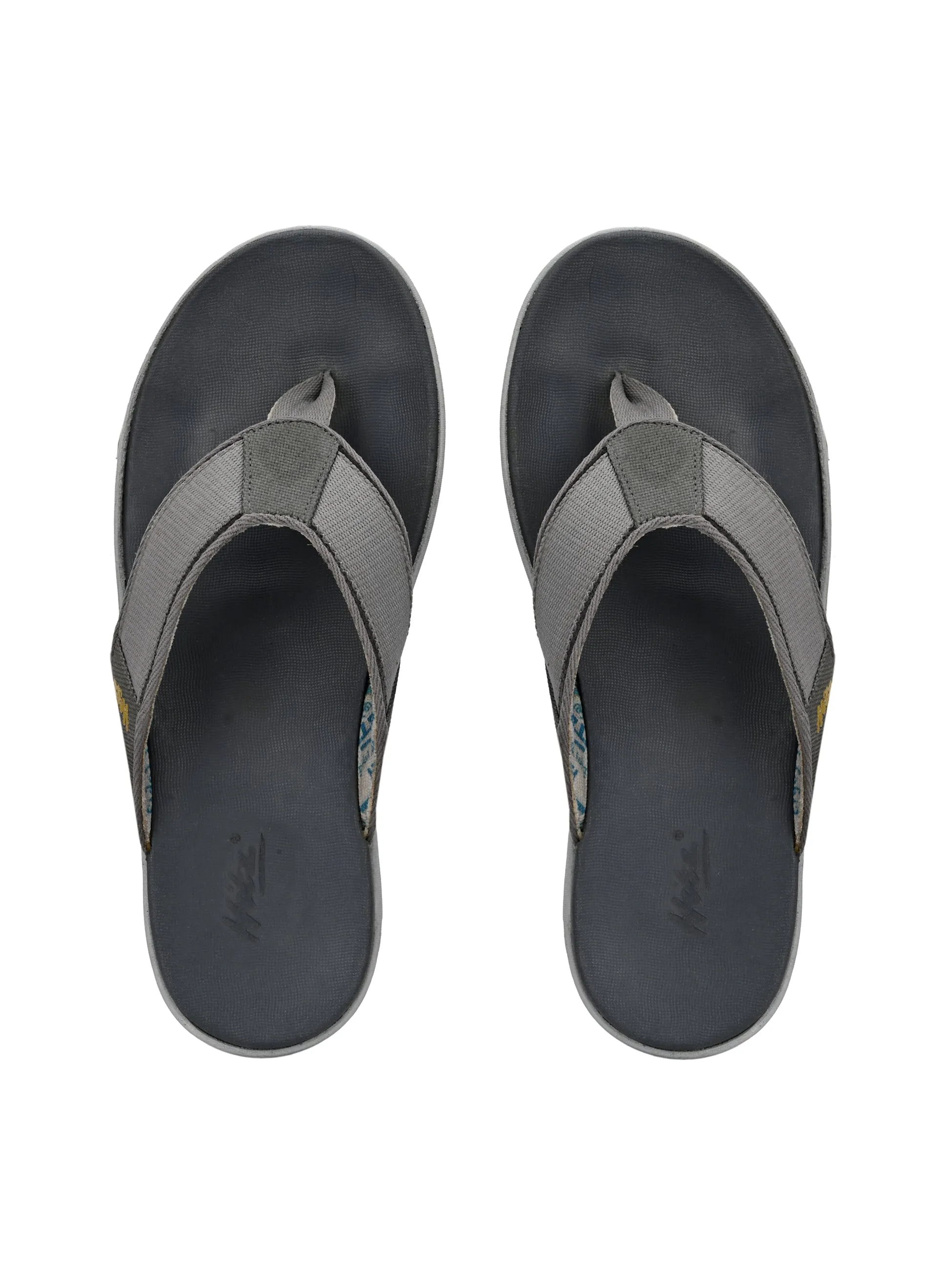 Hitz Men's Grey Open Toe Casual Slippers