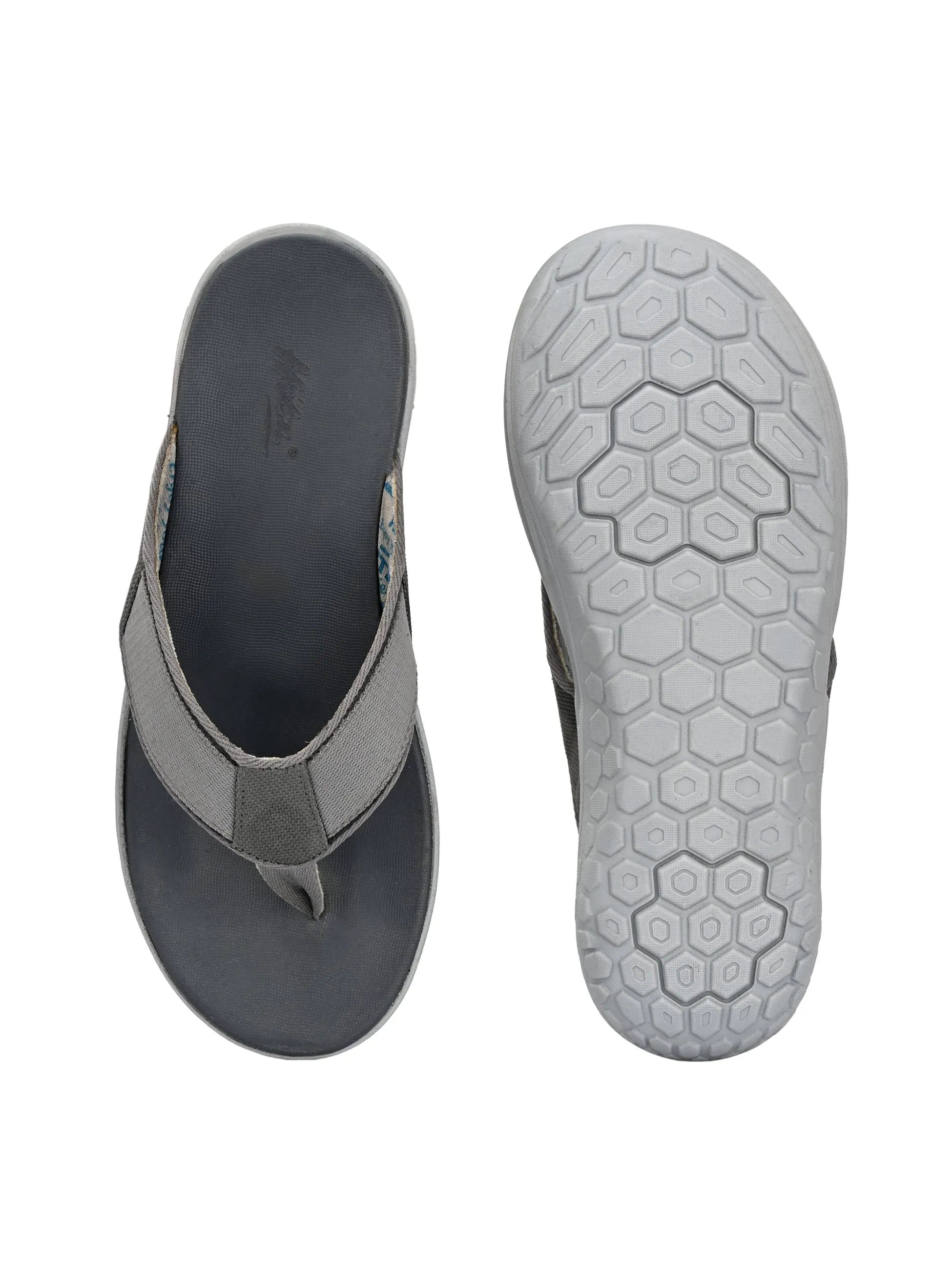 Hitz Men's Grey Open Toe Casual Slippers