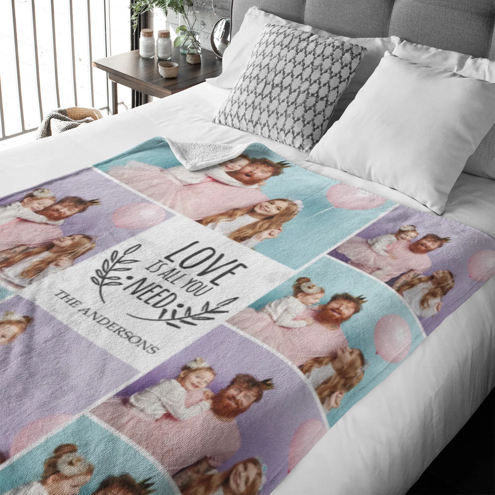 Love Is All You Need Collage Premium Fleece Photo Blanket