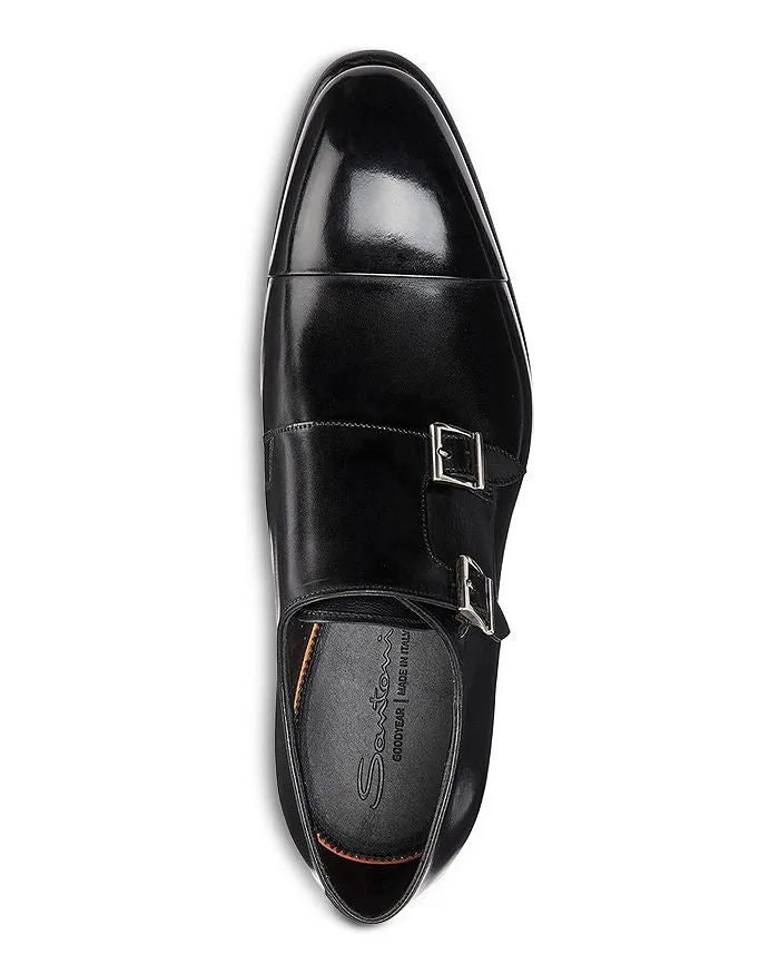 Monk Santoni Men's Carter Cap Toe Double Strap Dress Shoes