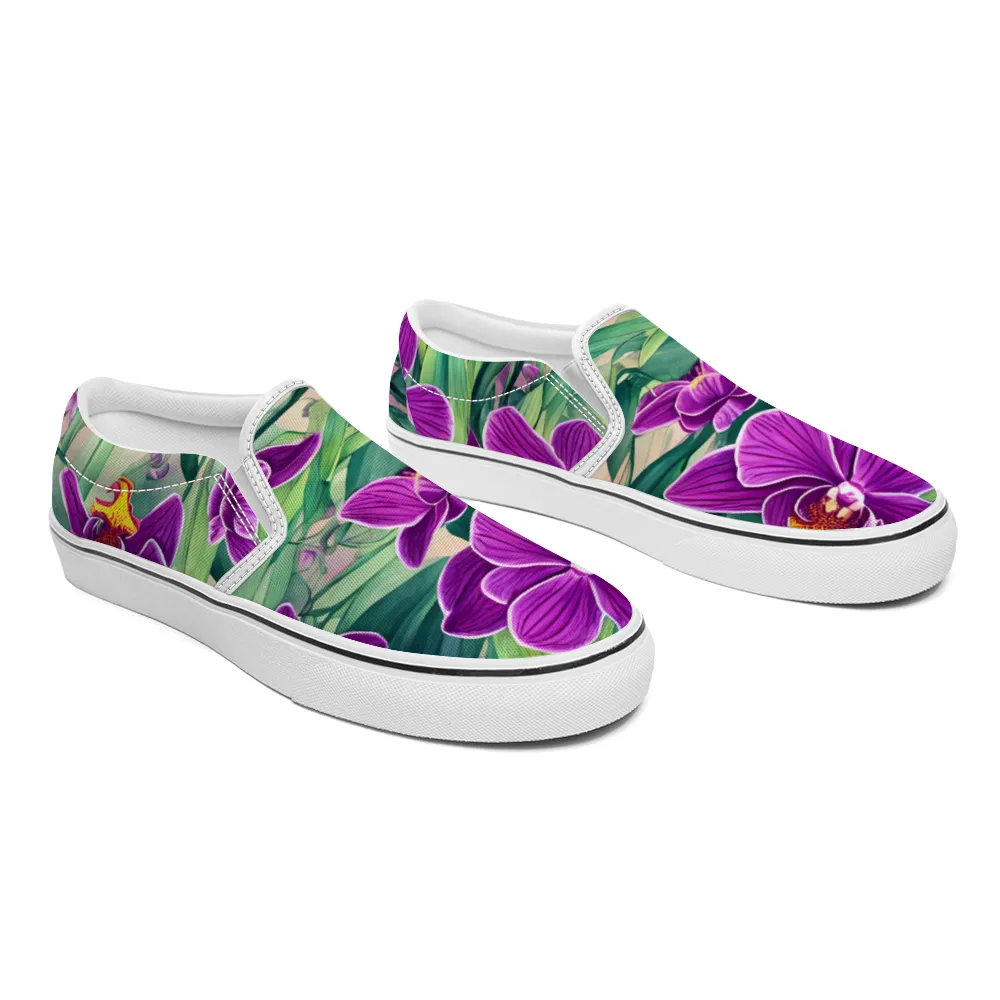 Orchid Flowers Collection - Unisex Slip-On Canvas Sneakers