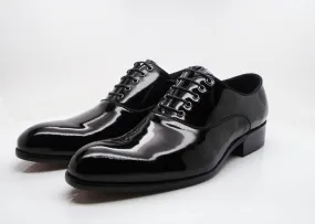 Patent Leather Lace-Up Oxford Black