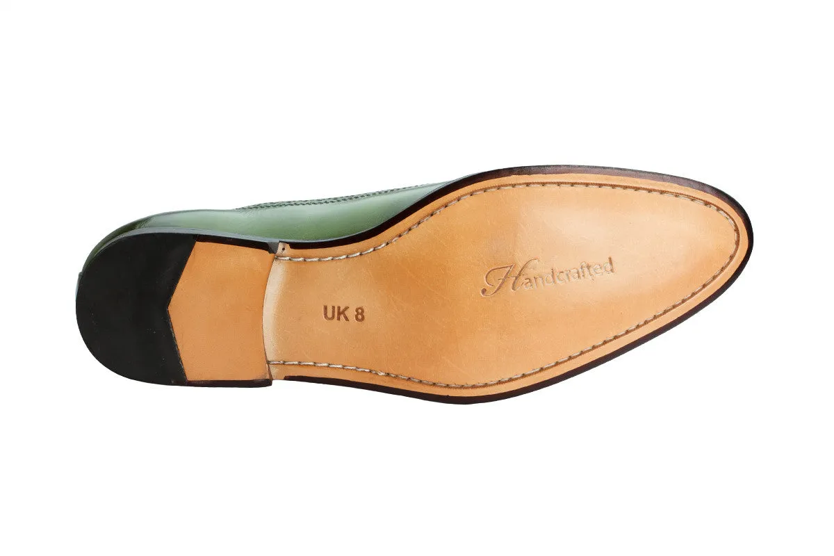 PLAIN TOE SINGLE STRAP BROGUE MONK– DARK GREEN