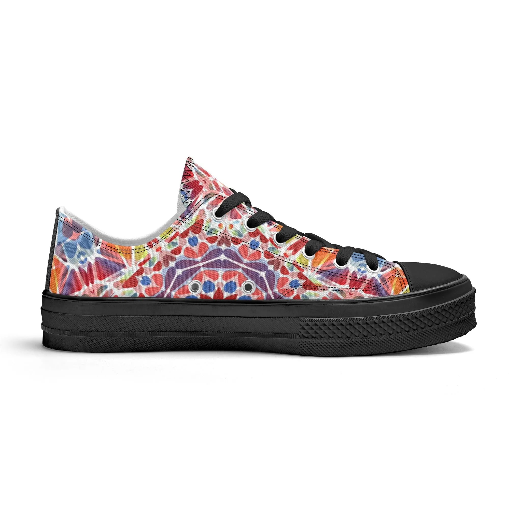 Purple, Orange and Blue Mandala Pattern - Mens Classic Low Top Canvas Shoes for Footwear Lovers