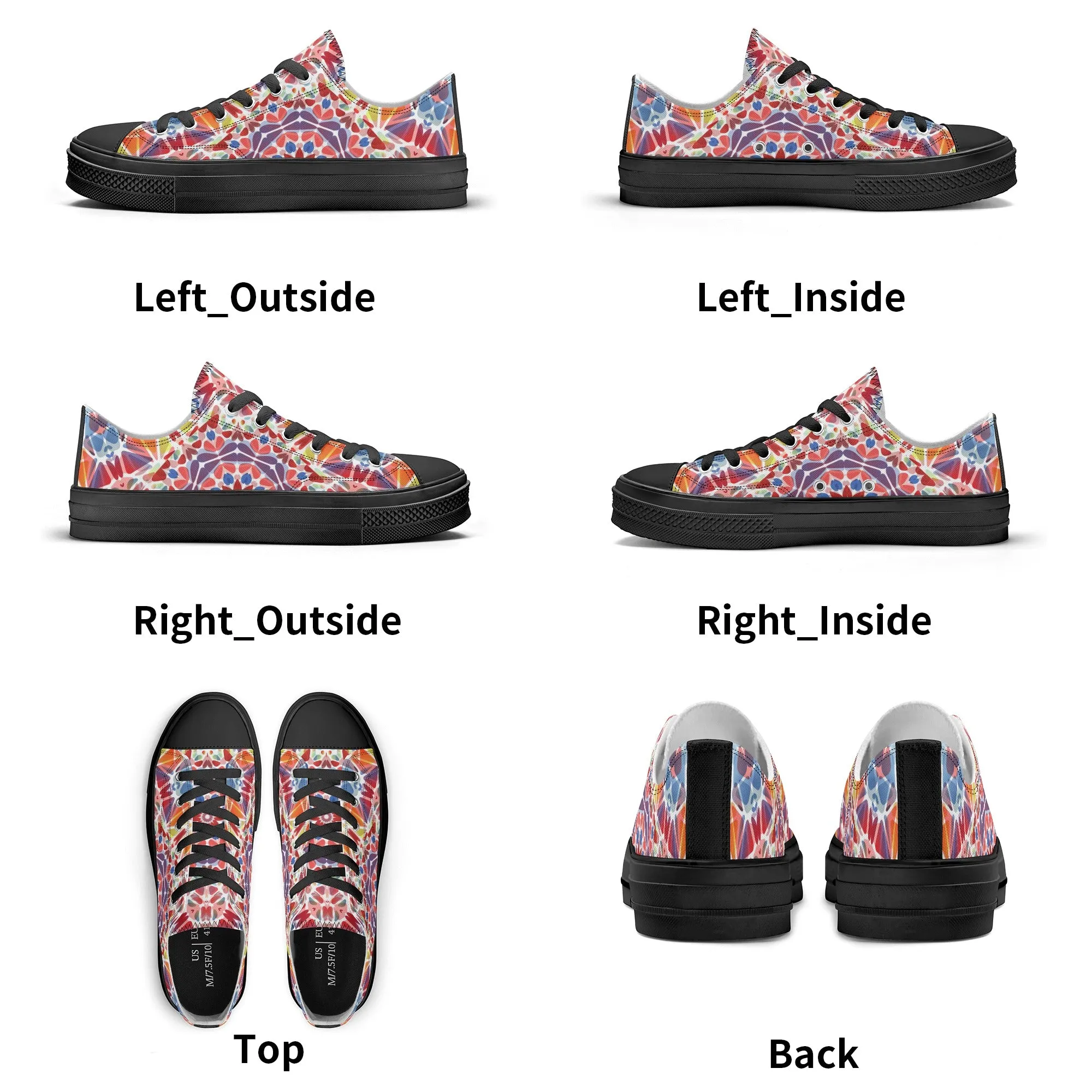 Purple, Orange and Blue Mandala Pattern - Mens Classic Low Top Canvas Shoes for Footwear Lovers