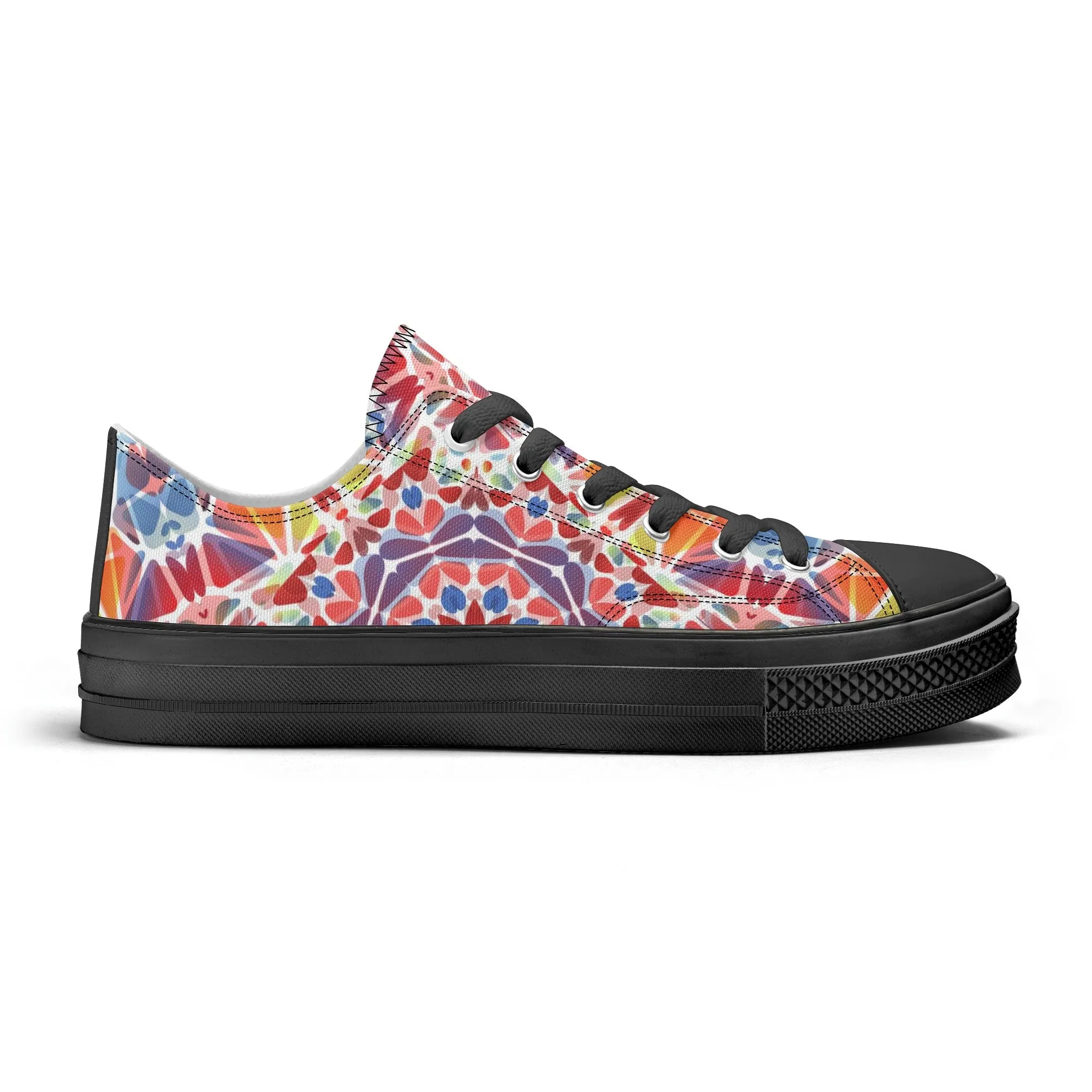 Purple, Orange and Blue Mandala Pattern - Mens Classic Low Top Canvas Shoes for Footwear Lovers