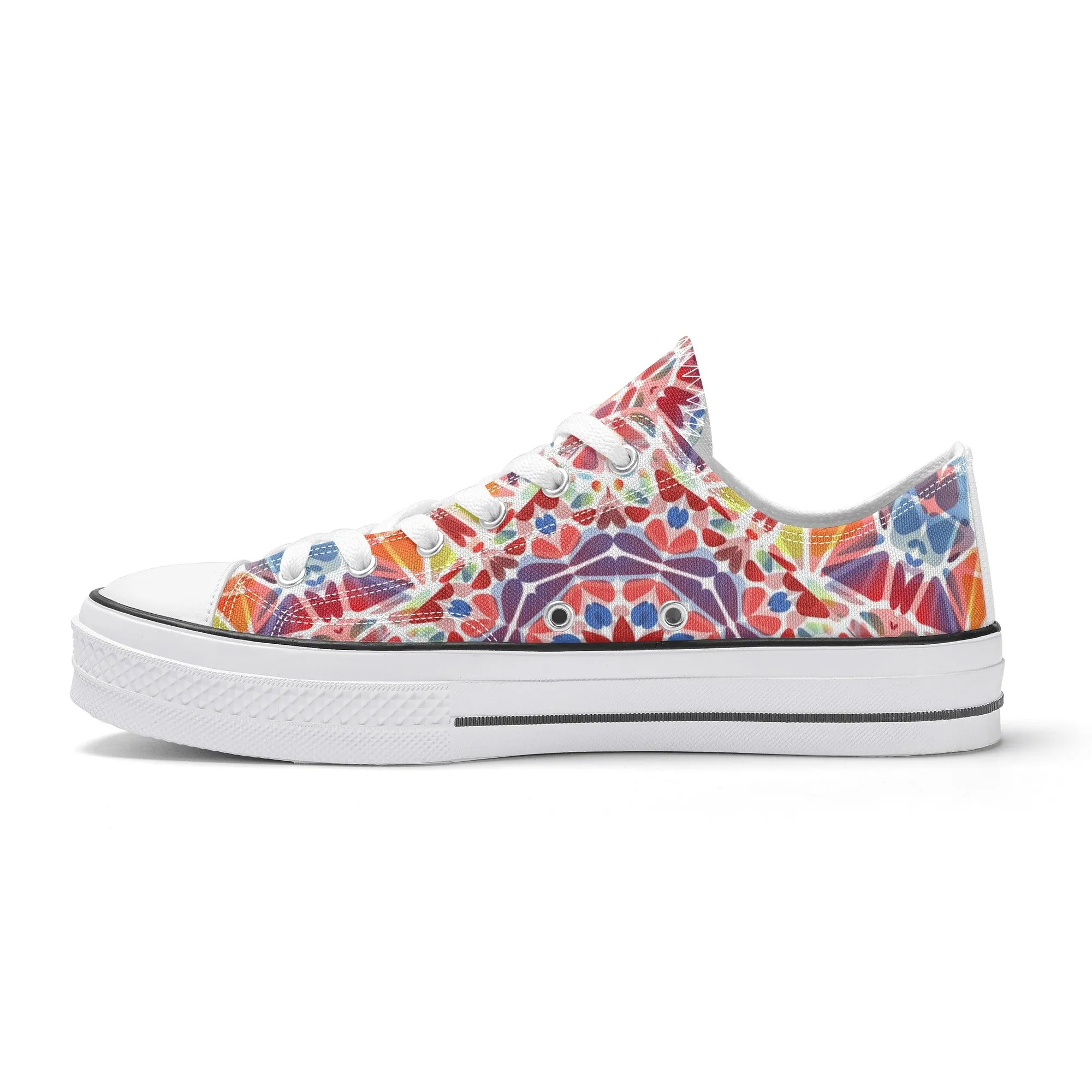 Purple, Orange and Blue Mandala Pattern - Mens Classic Low Top Canvas Shoes for Footwear Lovers