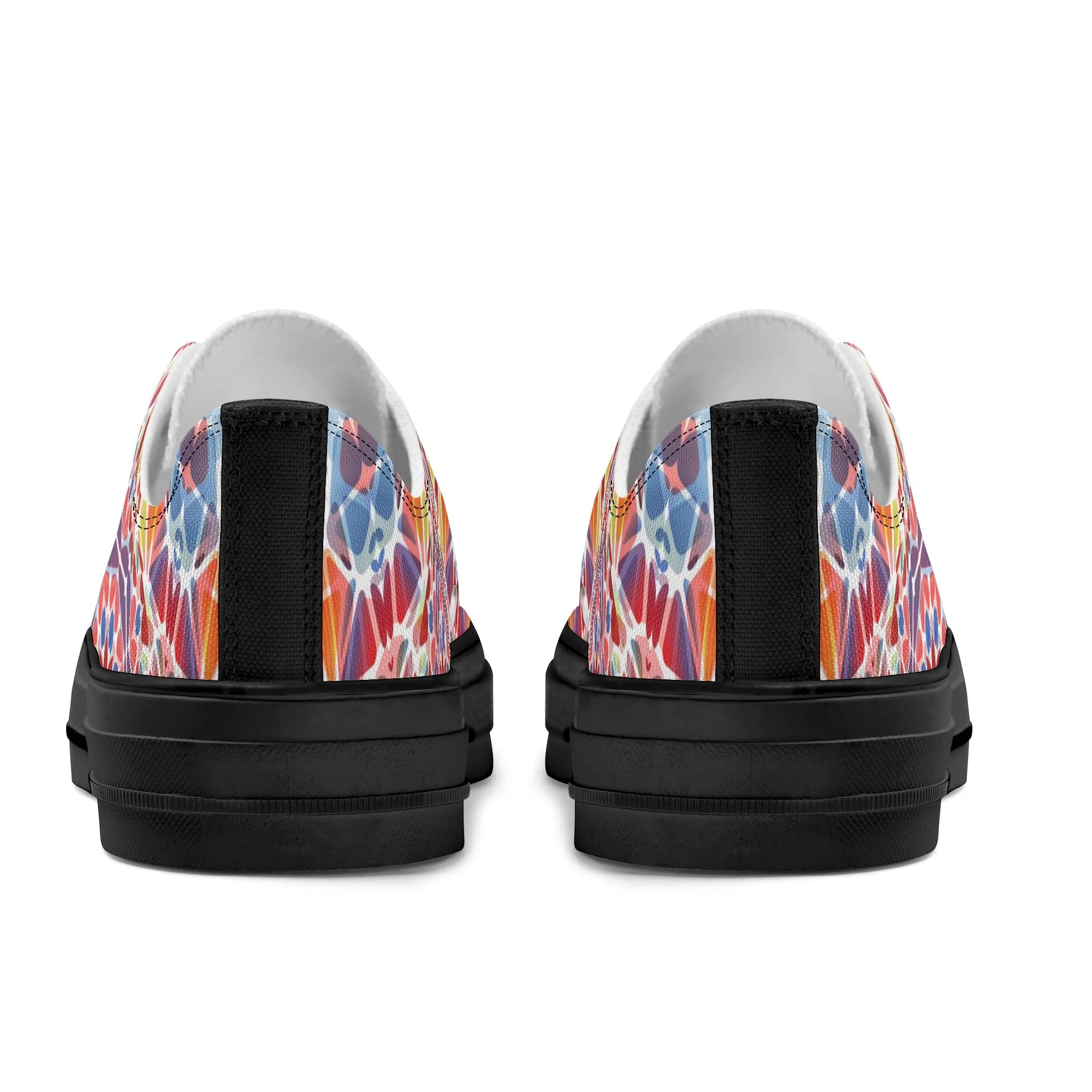 Purple, Orange and Blue Mandala Pattern - Mens Classic Low Top Canvas Shoes for Footwear Lovers