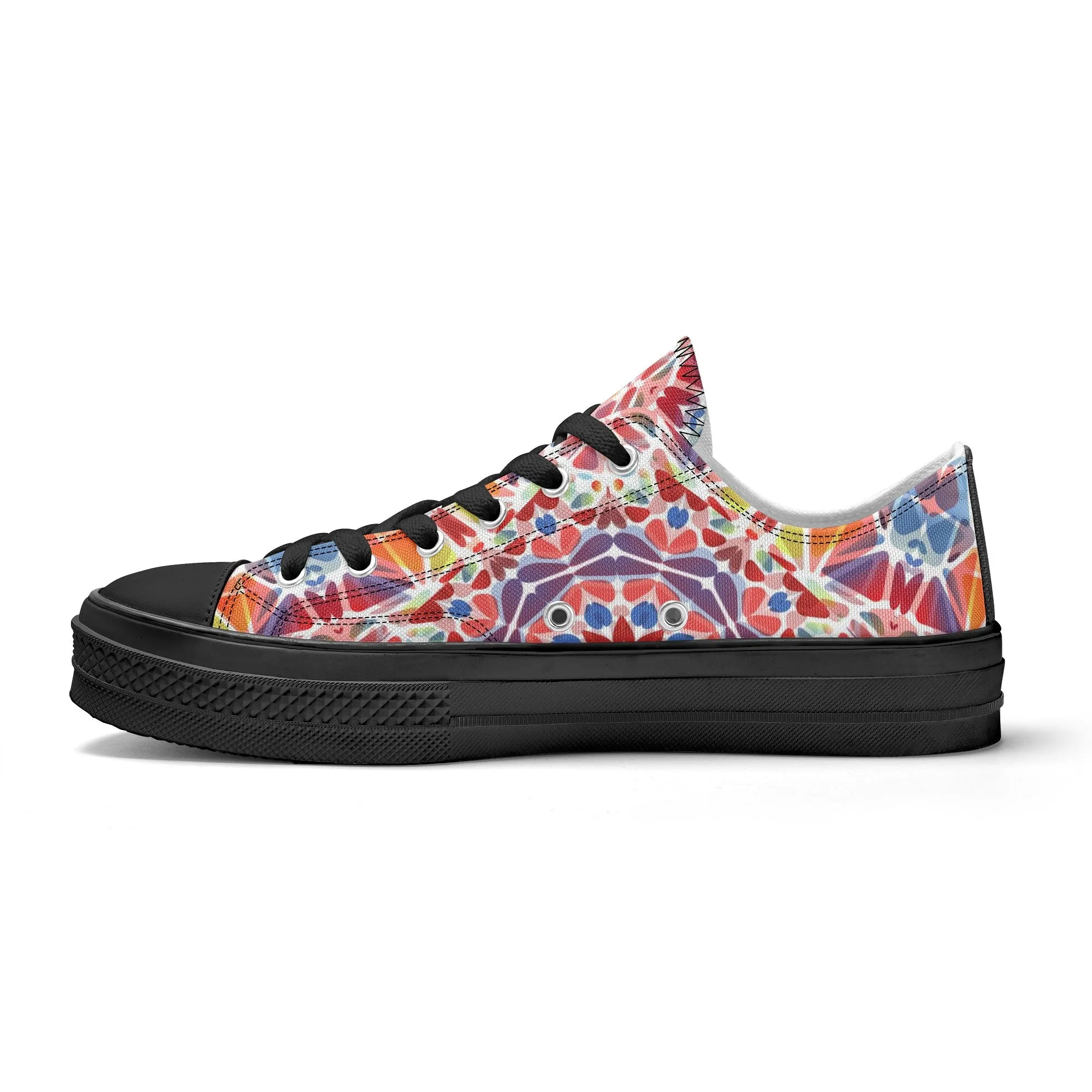 Purple, Orange and Blue Mandala Pattern - Mens Classic Low Top Canvas Shoes for Footwear Lovers