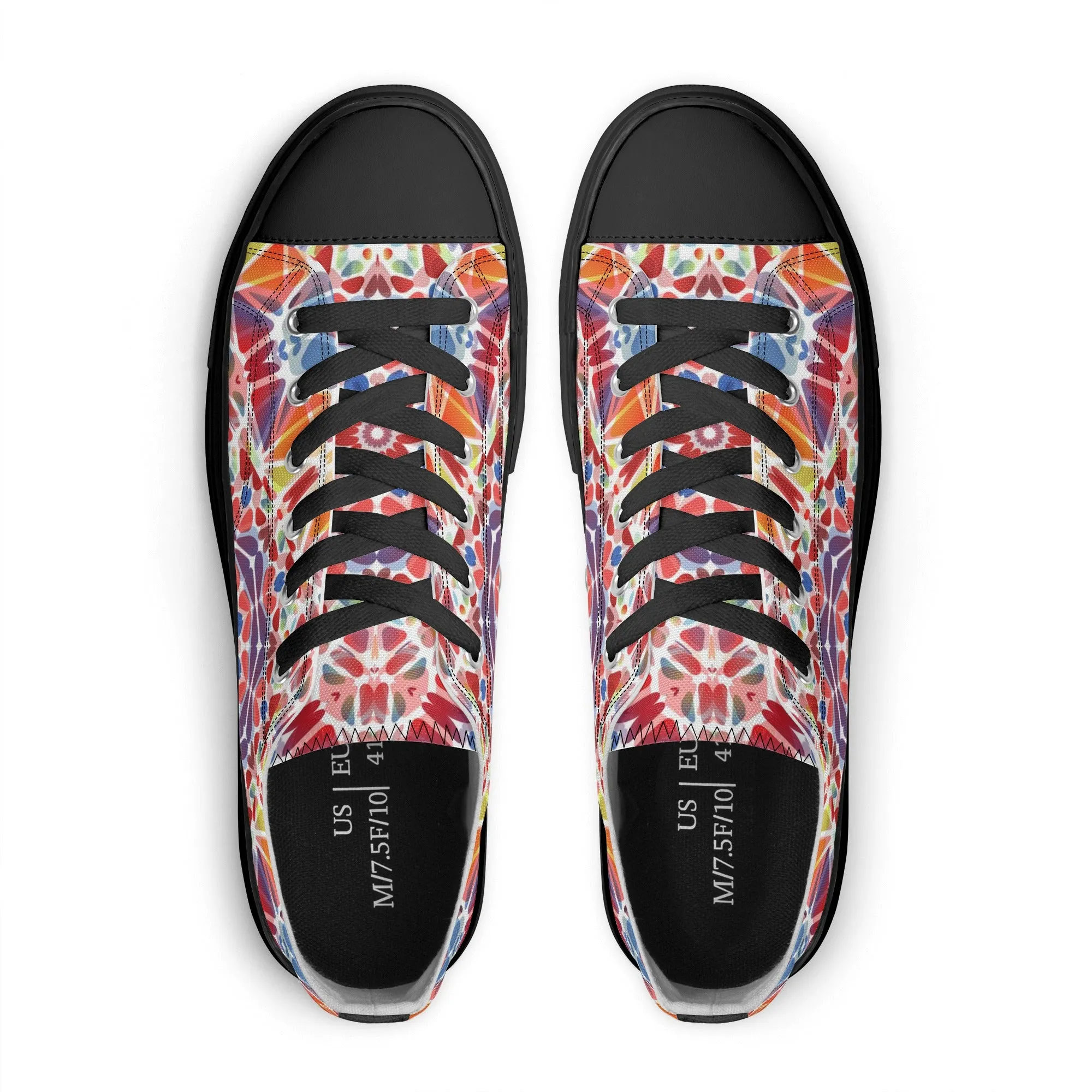 Purple, Orange and Blue Mandala Pattern - Mens Classic Low Top Canvas Shoes for Footwear Lovers