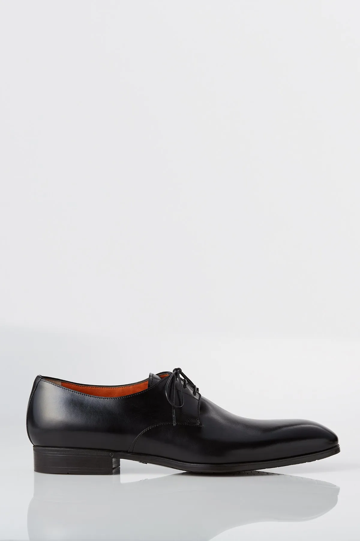 Santoni Leather Lace-Up Derby in Black