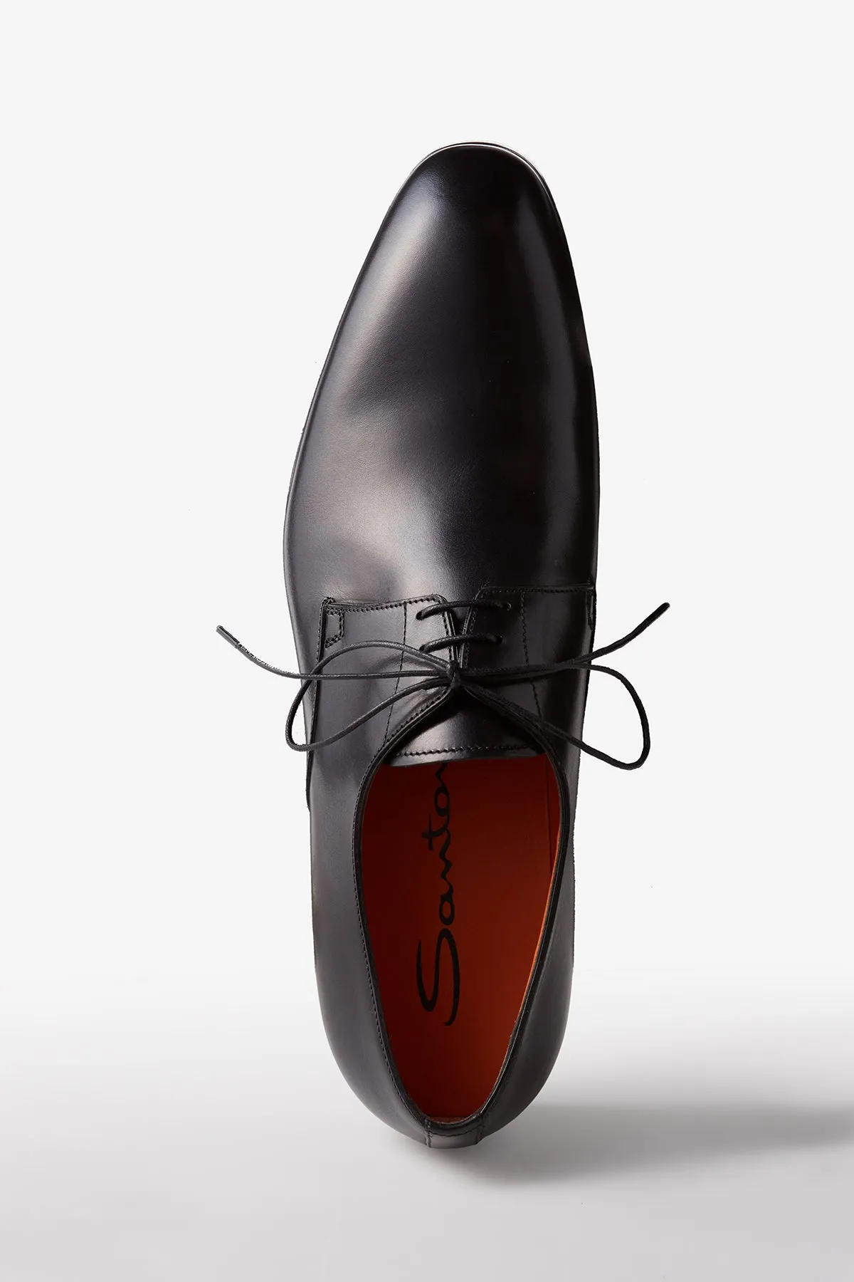 Santoni Leather Lace-Up Derby in Black