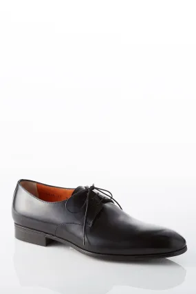 Santoni Leather Lace-Up Derby in Black