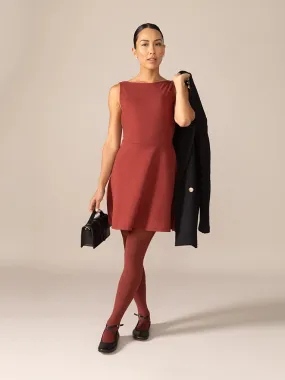 Sleeveless Fit And Flare Knit OTK Dress in Pinot Noir