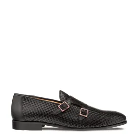 Woven Calf/Croc Double Monk